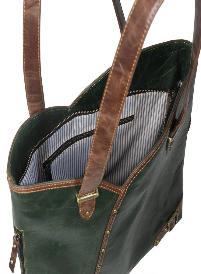 MaheTri Leather Shoulder Bag Tote for Women Purse Satchel Travel Bag shopping Carry Messenger Multipurpose Handbag, Buffalo Leather (Green) - Image 5